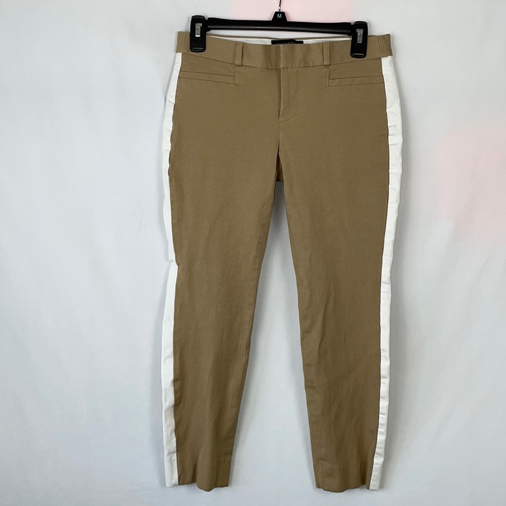 Banana Republic Tan Khaki Sloan Pants with White Side Stripes - Size 2 Petite